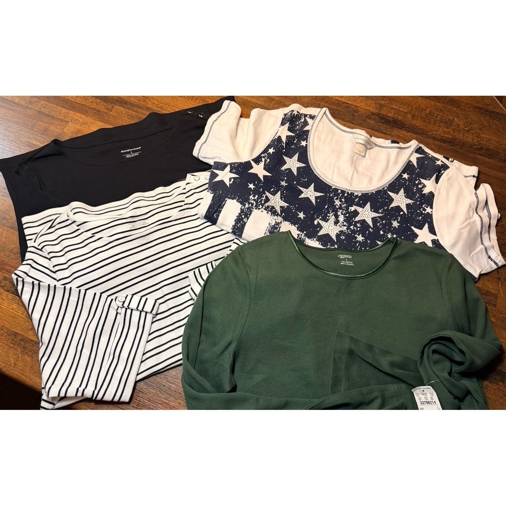 Women's Christopher & Banks shirt lot size large.  4 shirts included.  Summer